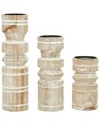 Peyton Lane Set Of 3 Brown Wood Coastal Candle Holders In Brown