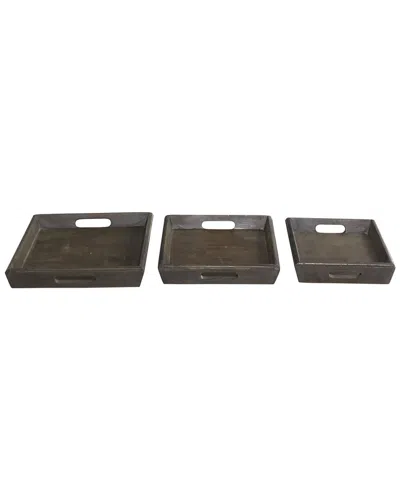 Peyton Lane Set Of 3 Brown Wood Tray