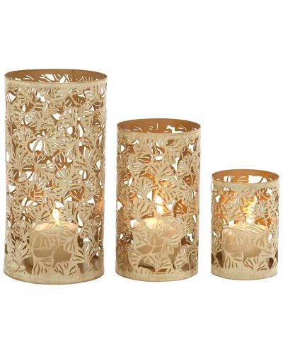 Peyton Lane Set Of 3 Candle Holders In Gold