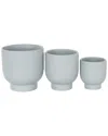 Peyton Lane Set Of 3 Ceramic Grooved Planters In Blue