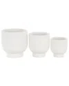 Peyton Lane Set Of 3 Ceramic Grooved Planters In White