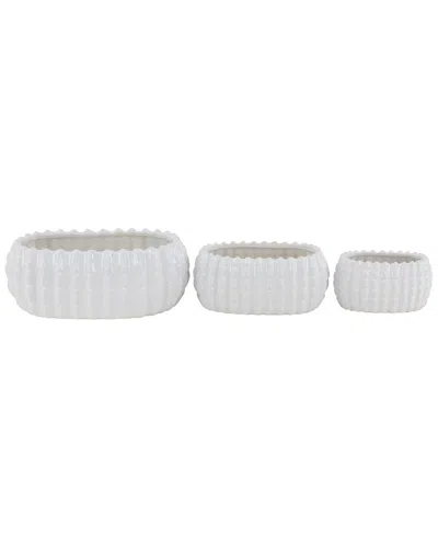 Peyton Lane Set Of 3 Ceramic Planters In White