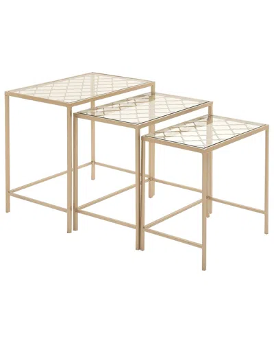 Peyton Lane Set Of 3 Contemporary Rectangle Accent Tables In Gold