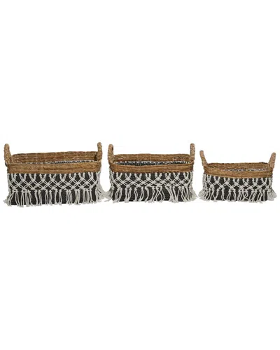 Peyton Lane Set Of 3 Cotton Bohemian Storage Basket