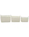 Peyton Lane Set Of 3 Cotton Handmade Storage Basket With Handles In White