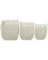 Peyton Lane Set Of 3 Cotton Handmade Storage Basket With Handles In White