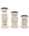 Peyton Lane Set Of 3 Country Cottage Abstract White Wood Candle Holder In White