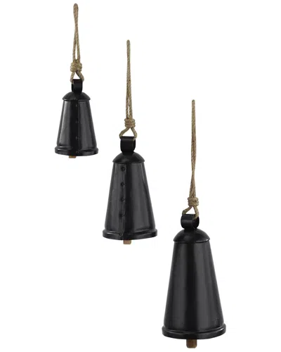 Peyton Lane Set Of 3 Cow Bells In Black