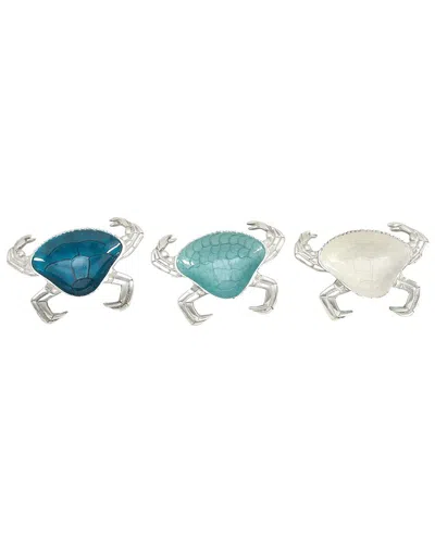 Peyton Lane Set Of 3 Crab Aluminum Metal Serving Bowl In Multi