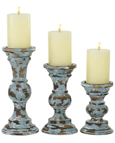 Peyton Lane Set Of 3 Decorative Wood Candle Holders