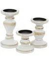 Peyton Lane Set Of 3 Farmhouse Pillar White Wood Candle Holder In White