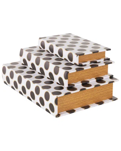 Peyton Lane Set Of 3 Faux Book Decorative Boxes In Brown