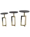 Peyton Lane Set Of 3 Geometric Accent Tables With Marble Tabletops