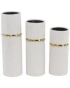 Peyton Lane Set Of 3 Glam Cylinder Vases In White