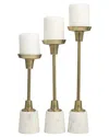 Peyton Lane Set Of 3 Gold Aluminum Slim Candle Hol