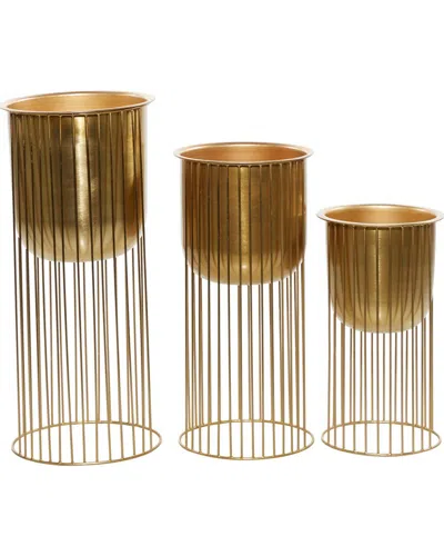 Peyton Lane Set Of 3 Gold Metal Contemporary Planters