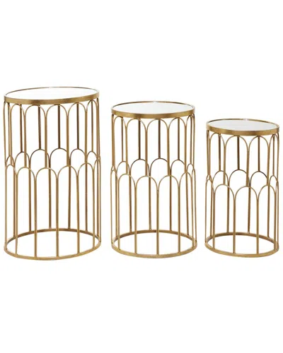 Peyton Lane Set Of 3 Gold Metal Glam Accent Table