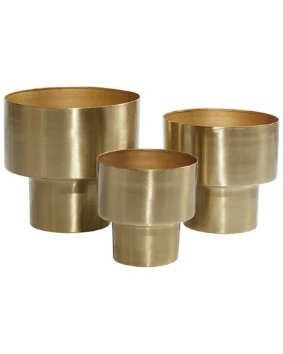 Peyton Lane Set Of 3 Gold Metal Glam Planters