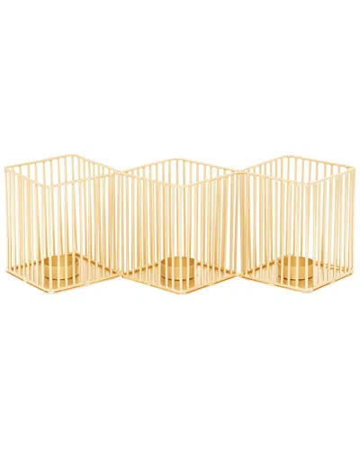 Peyton Lane Set Of 3 Gold Metal Modern Candle Holder