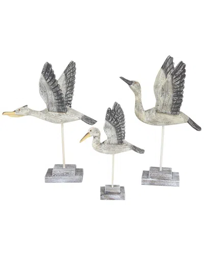 Peyton Lane Set Of 3 Grey Pine Coastal Sculptures