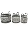 Peyton Lane Set Of 3 Grey Plastic Eclectic Storage Basket In Grey