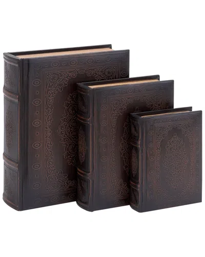 Peyton Lane Set Of 3 Leather Book Boxes