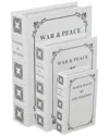 Peyton Lane Set Of 3 Light Faux Leather Faux Book Box In Grey