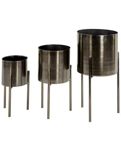 Peyton Lane Set Of 3 Metal Contemporary Planters In Metallic