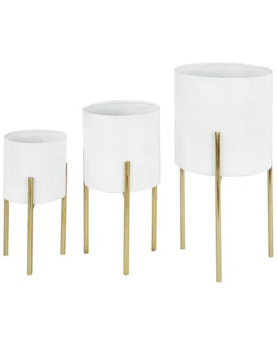 Peyton Lane Set Of 3 Metal Contemporary Planters In White