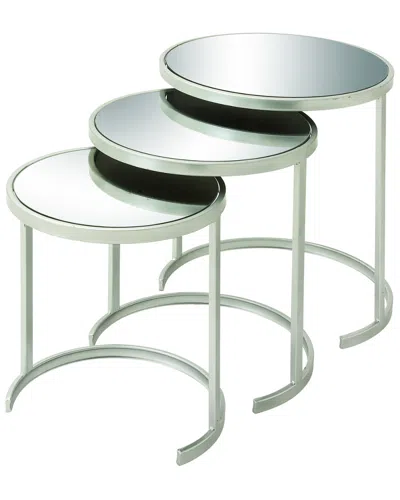 Peyton Lane Set Of 3 Metal Mirror Nest Tables
