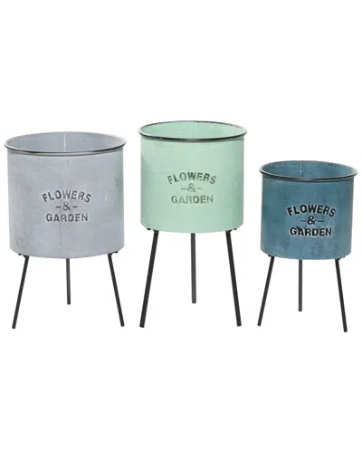 Peyton Lane Set Of 3 Metal Tripod Planters In Multi