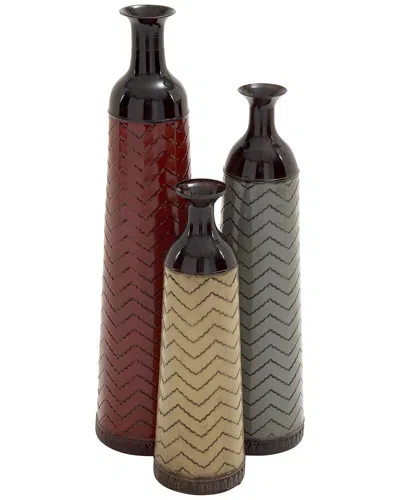 Peyton Lane Set Of 3 Metal Vases In Multi