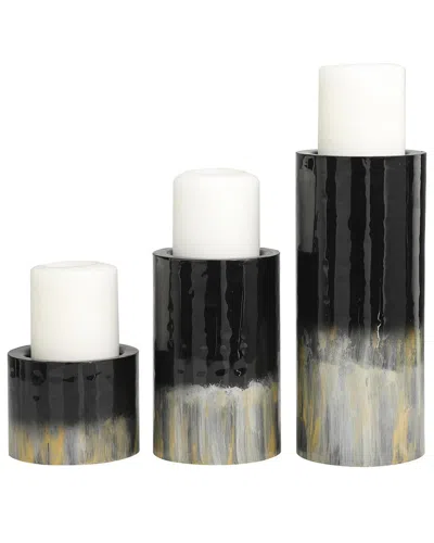 Peyton Lane Set Of 3 Modern Candle Holders In Black