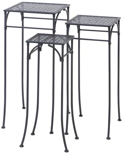 Peyton Lane Set Of 3 Modern Cut-out Tiered Plant Stands In Black