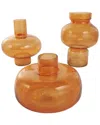 Peyton Lane Set Of 3 Orange Glass Round Vase In Orange