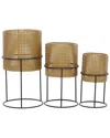 Peyton Lane Set Of 3 Planters In Gold