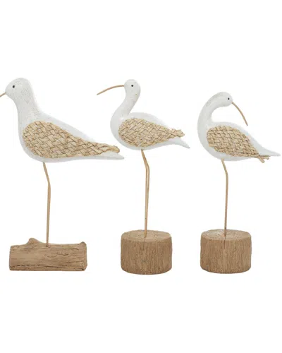 Peyton Lane Set Of 3 Polystone Contemporary Sculpture In Brown