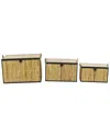 Peyton Lane Set Of 3 Rattan Handmade Nesting Trunk In Brown