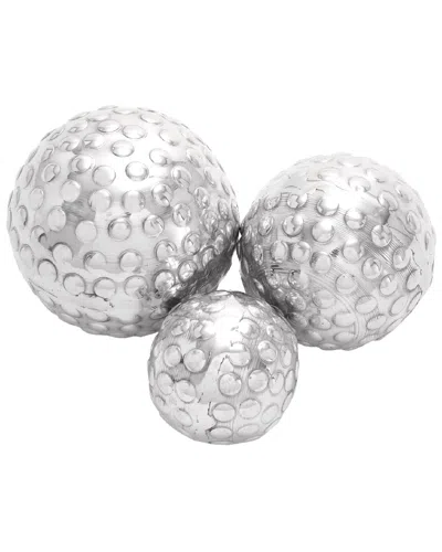 Peyton Lane Set Of 3 Silver Aluminum Decorative Balls