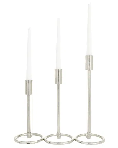 Peyton Lane Set Of 3 Silver Candle Holder In Gray