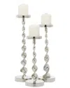 Peyton Lane Set Of 3 Silver Candle Holders In Silver