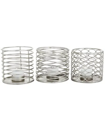 Peyton Lane Set Of 3 Silver Candle Holders In Transparent