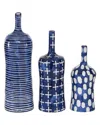 Peyton Lane Set Of 3 Stoneware Vases In Blue