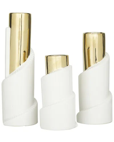 Peyton Lane Set Of 3 Stoneware Vases In Gold