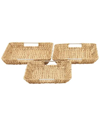 Peyton Lane Set Of 3 Tan Dried Plant Handmade Tray