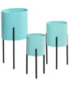 Peyton Lane Set Of 3 Teal Metal Contemporary Planters In Teal