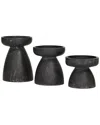 Peyton Lane Set Of 3 Traditional Black Wood Candle Holder In Black