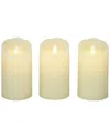 Peyton Lane Set Of 3 Traditional Cylinder Wax Flameless Candle With Remote Control In Beige