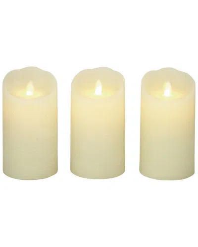 Peyton Lane Set Of 3 Traditional Cylinder Wax Flameless Candle With Remote Control In Beige