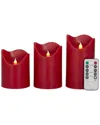 Peyton Lane Set Of 3 Traditional Red Wax Flameless Candle With Remote Control In Red